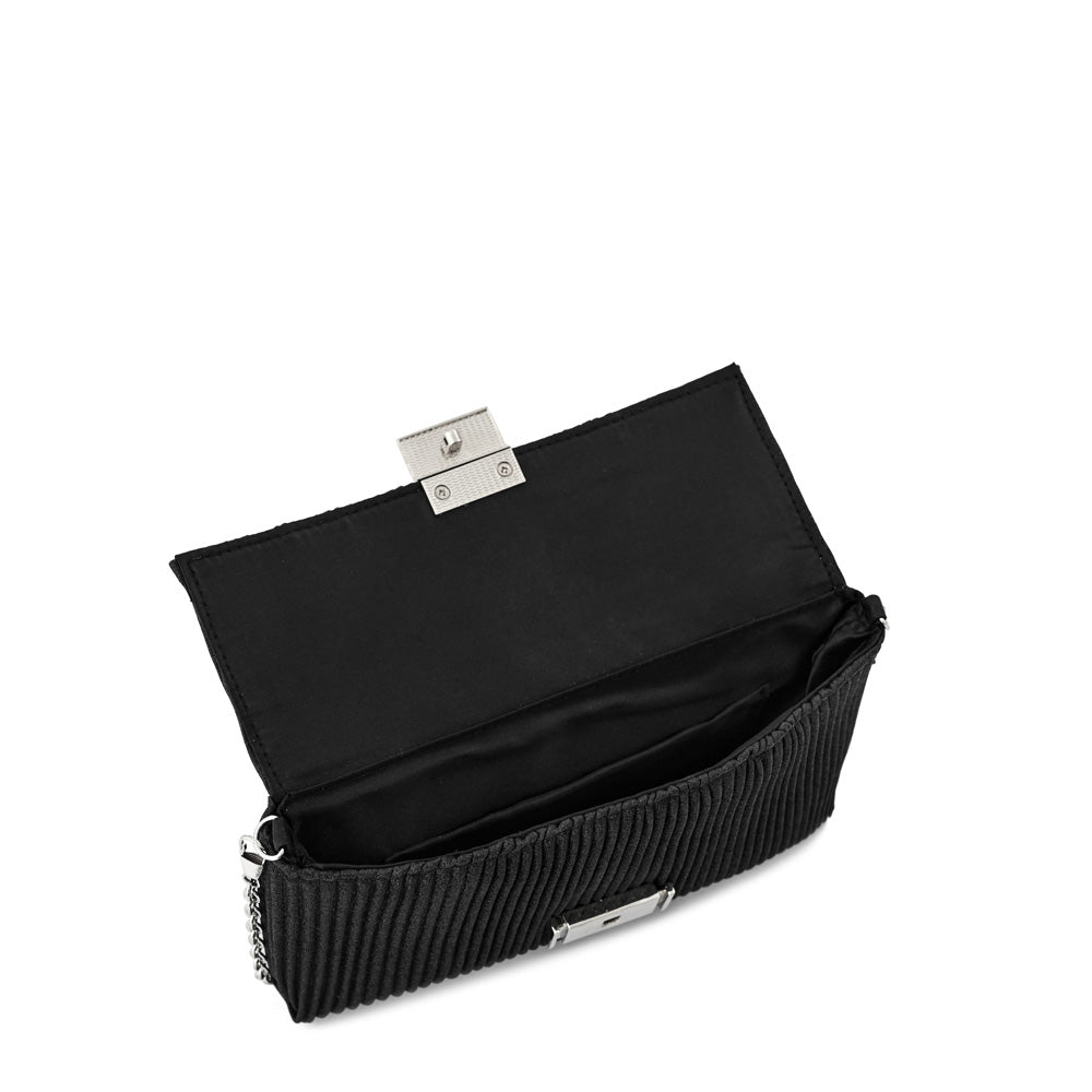 Cartera fiesta con tapa davies pequeña plateado