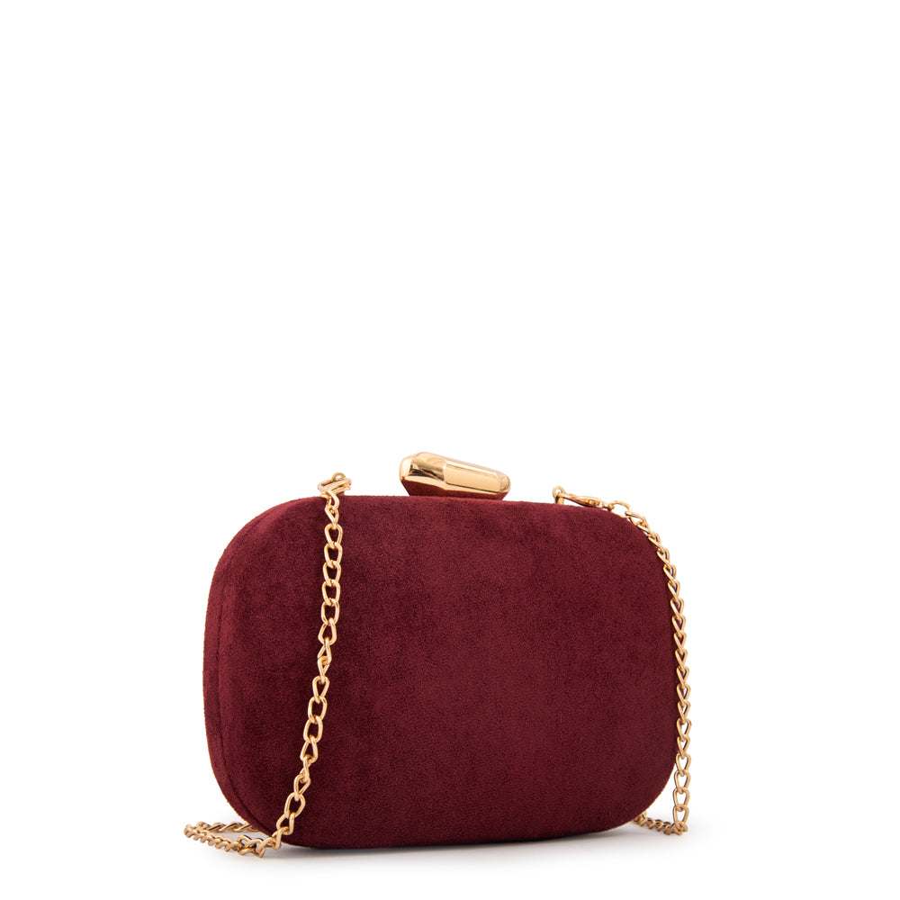 Cartera cofre fiesta bella pequeña rojo oscuro