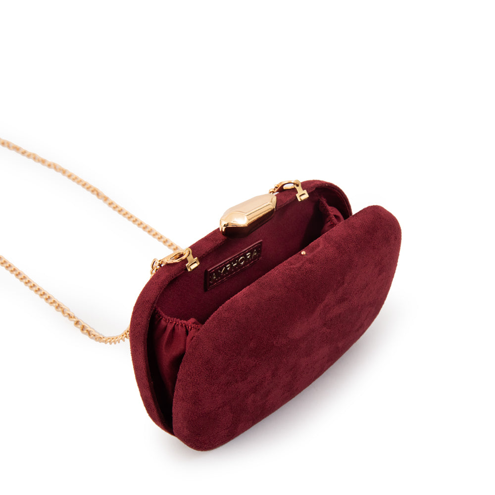 Cartera cofre fiesta bella pequeña rojo oscuro