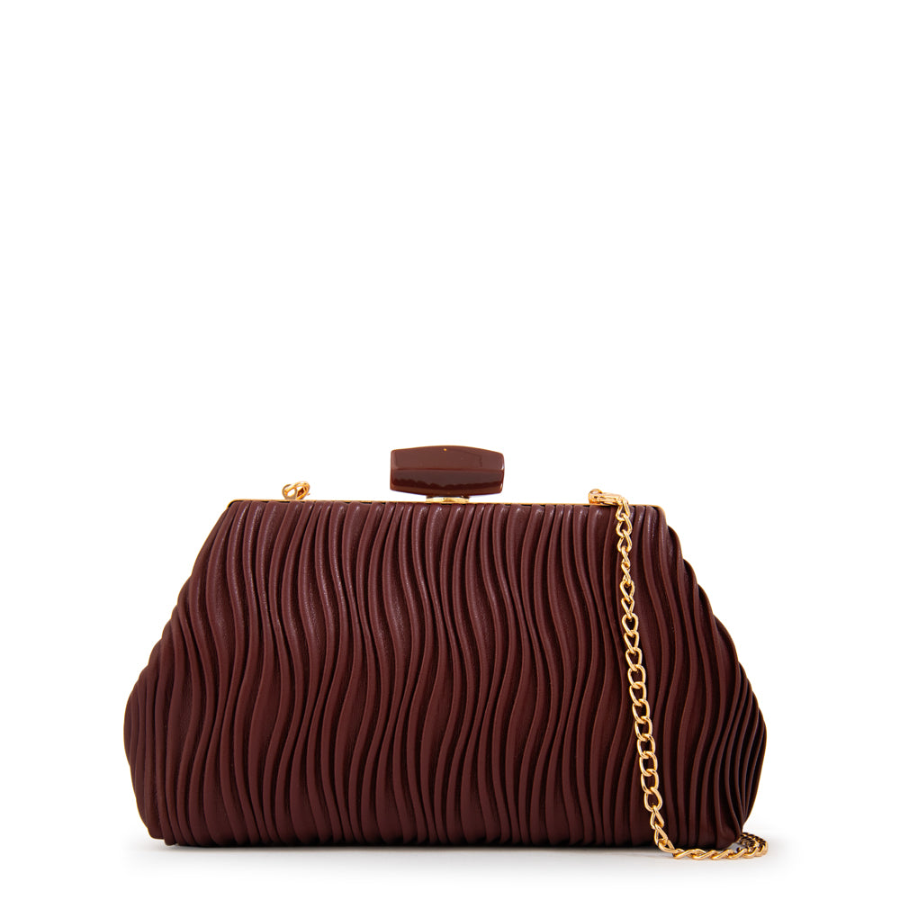 Cartera fiesta perla pequeña rojo oscuro