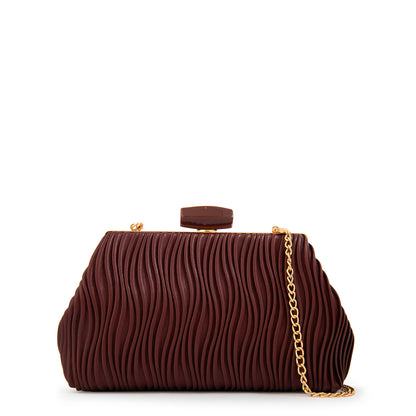 Cartera fiesta perla pequeña rojo oscuro