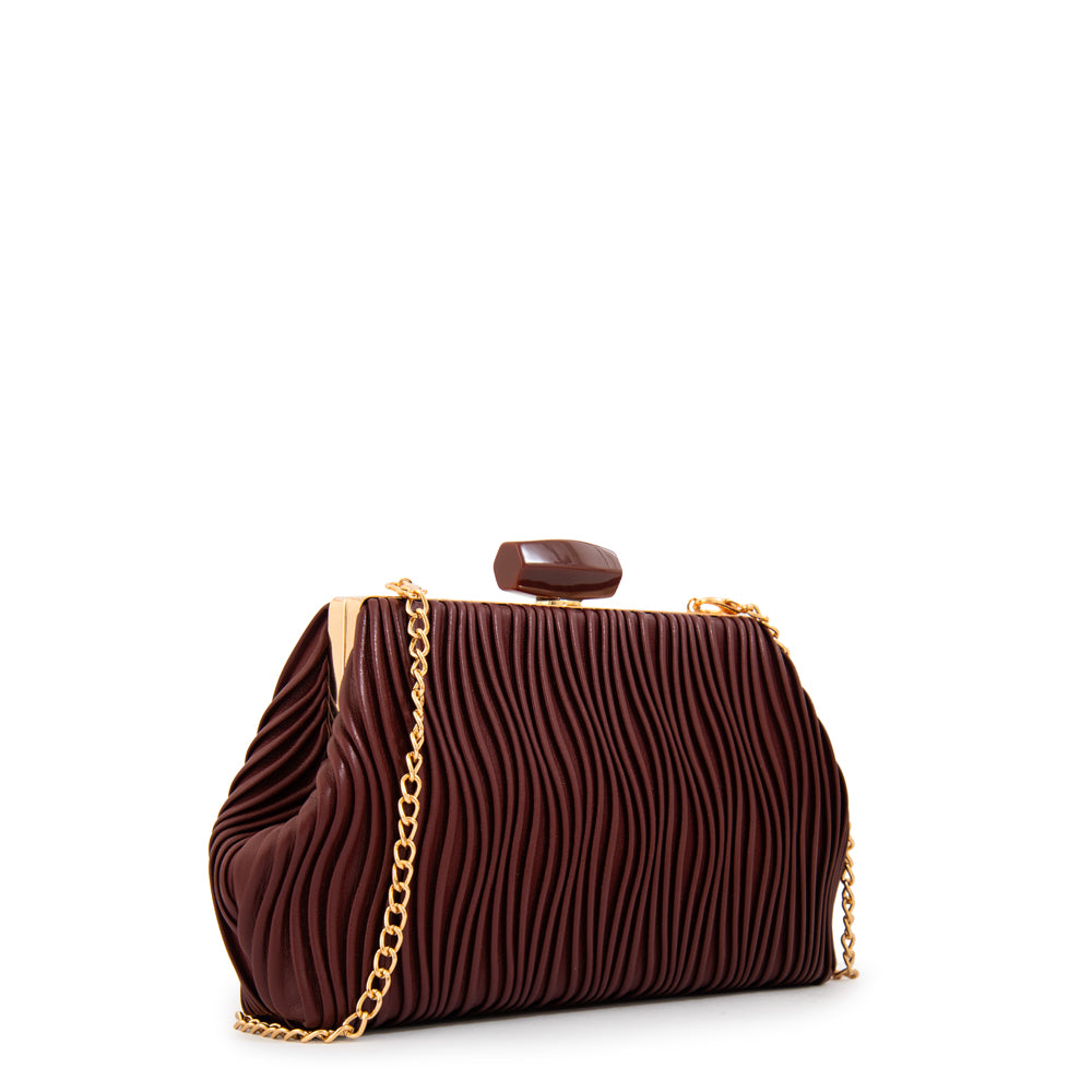 Cartera fiesta perla pequeña rojo oscuro