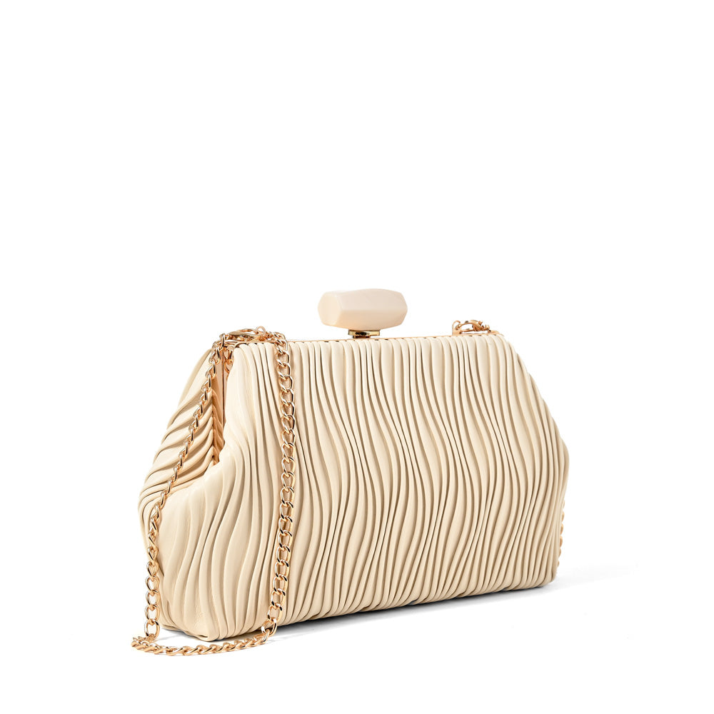Cartera fiesta perla pequeña blanco crudo