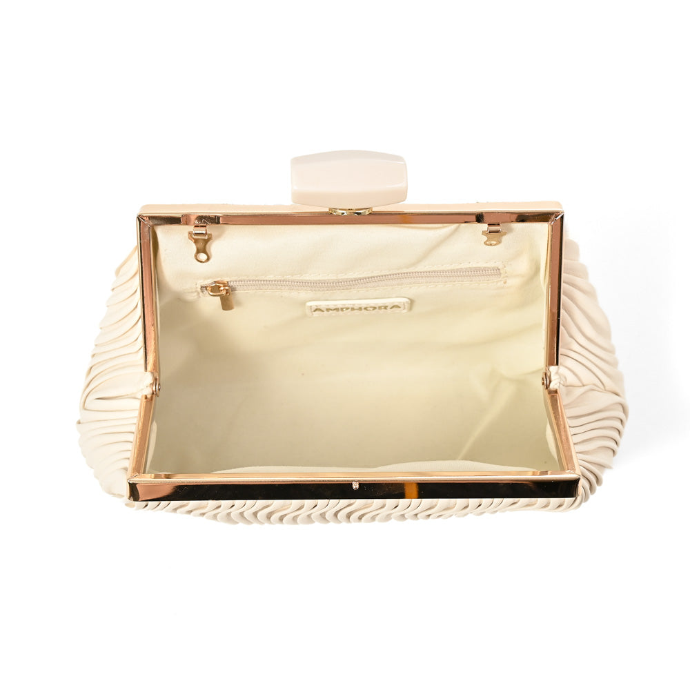 Cartera fiesta perla pequeña blanco crudo