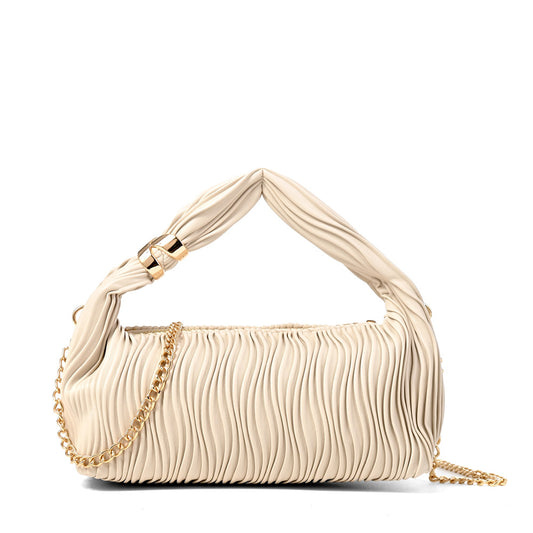 Cartera corte oval lissandra pequeña blanco crudo