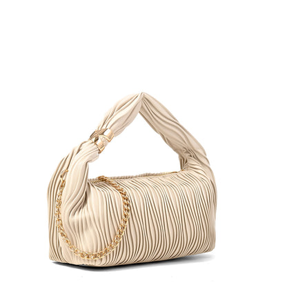 Cartera corte oval lissandra pequeña blanco crudo