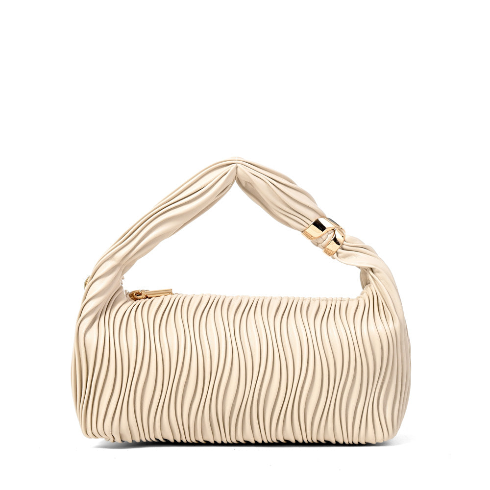 Cartera corte oval lissandra pequeña blanco crudo