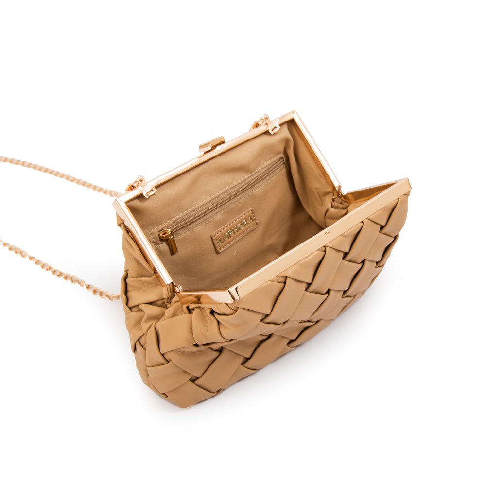 Cartera fiesta katarina pequeña beige oscuro