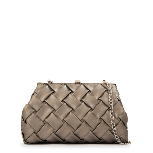 Cartera fiesta katarina pequeña plateado oscuro