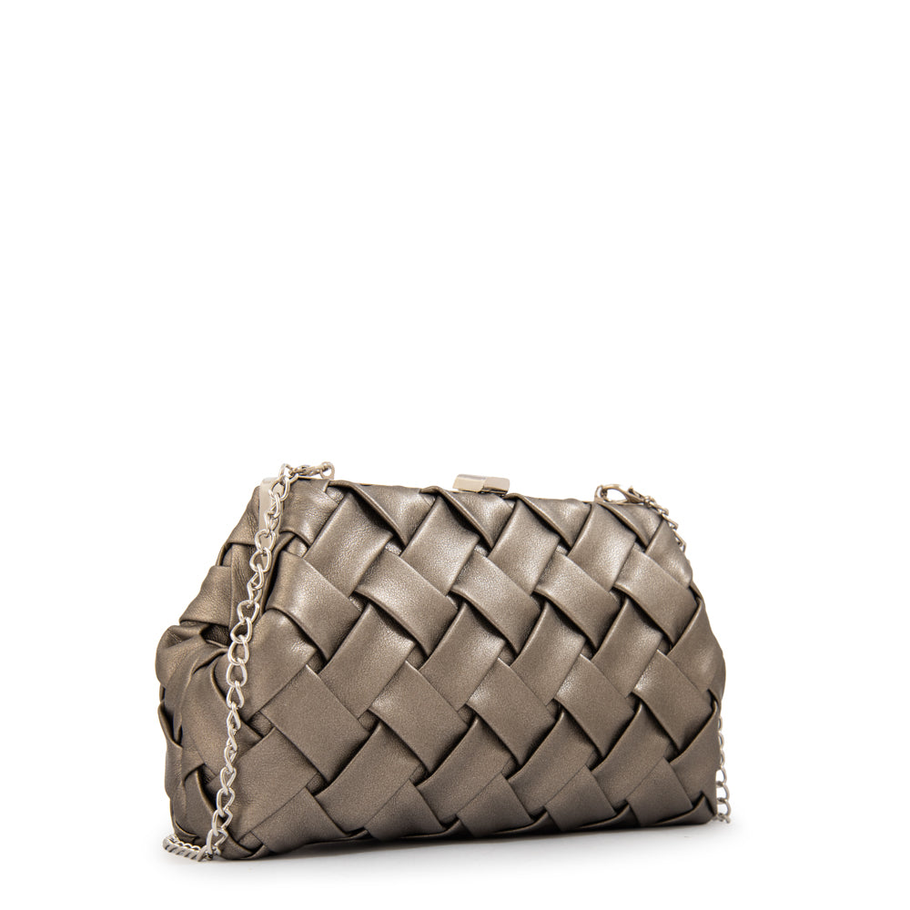 Cartera fiesta katarina pequeña plateado oscuro