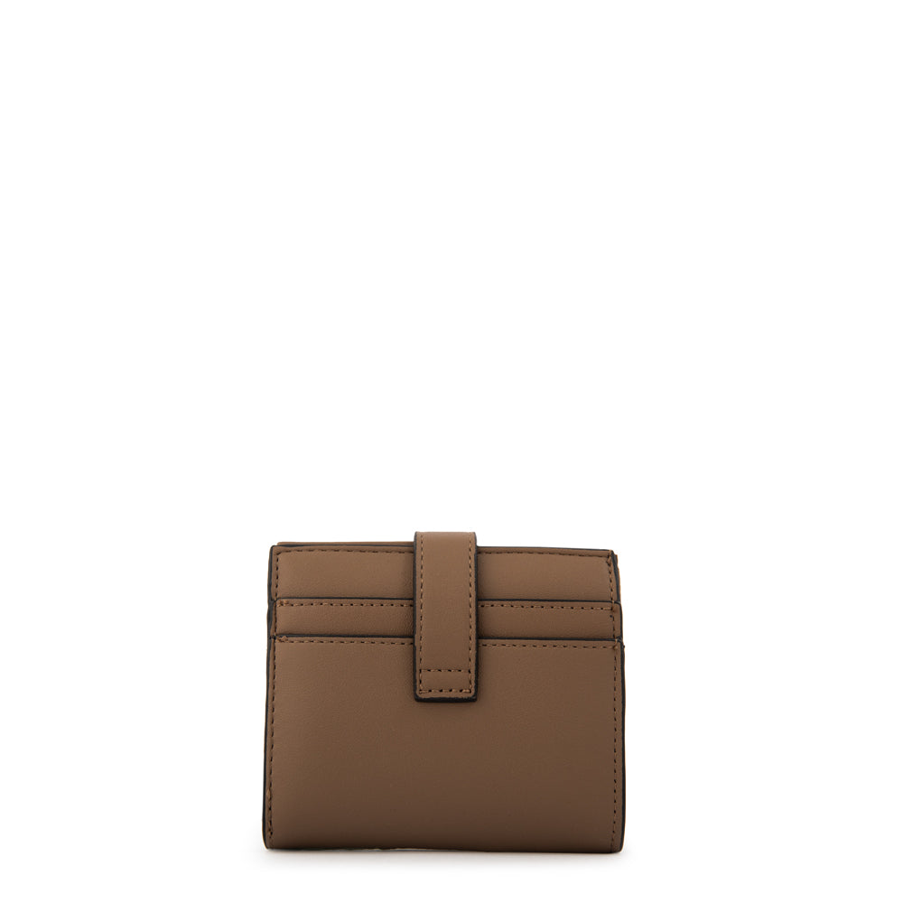 Billetera con snap button oriani pequeña taupe