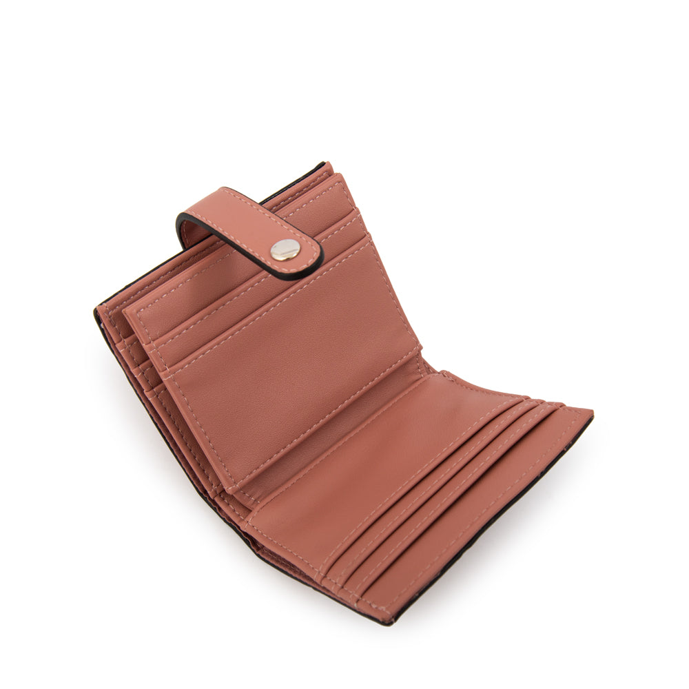 Billetera con snap button oriani pequeña rosa viejo