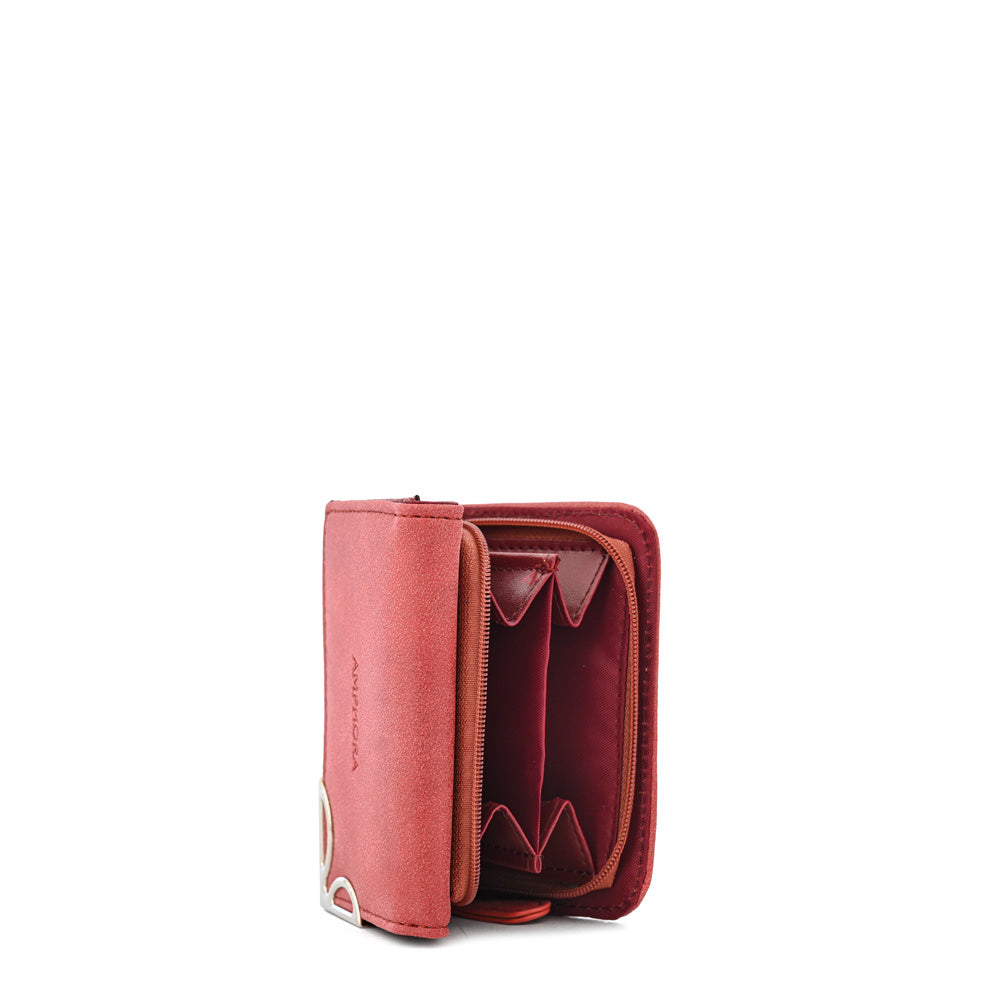 Billetera cierre exterior eleonor pequeña rojo oscuro