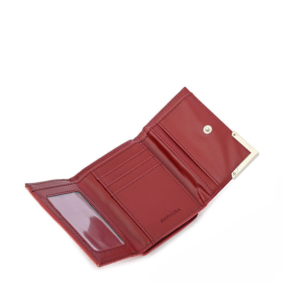 Billetera cierre exterior eleonor pequeña rojo oscuro