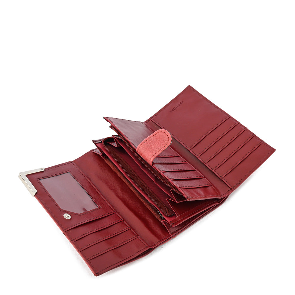 Billetera acordeon eleonor mediana rojo oscuro