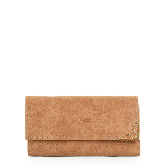 Chequera con flap eleonor beige oscuro