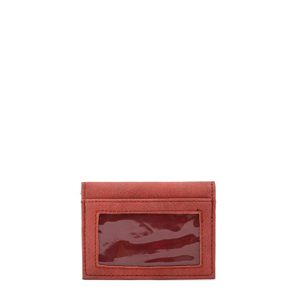 Tarjetero con ventana eleonor pequeña rojo oscuro