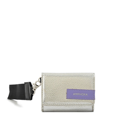 Billetera Pequeña Cierre Exterior Metallique Plateado