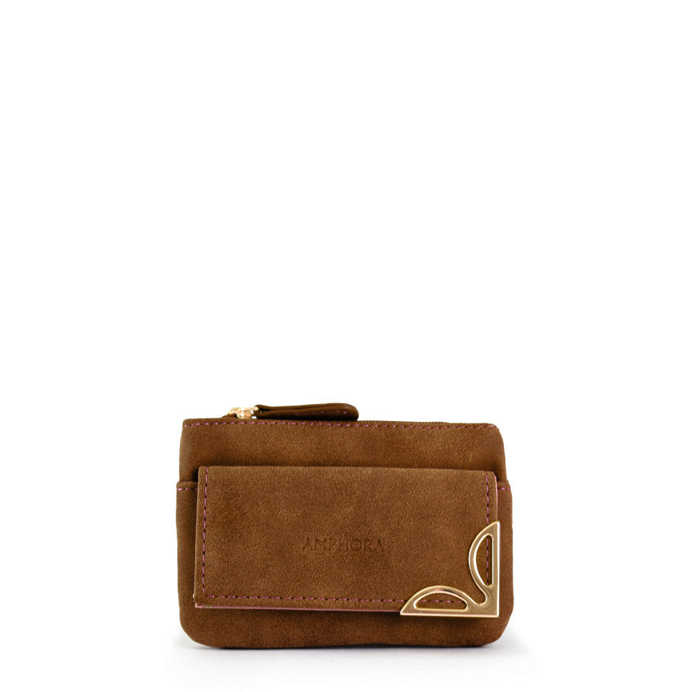 Monedero rectangular eleonor pequeña café medio