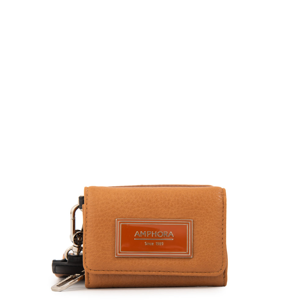 Billetera con cierre exterior becky pequeña camel