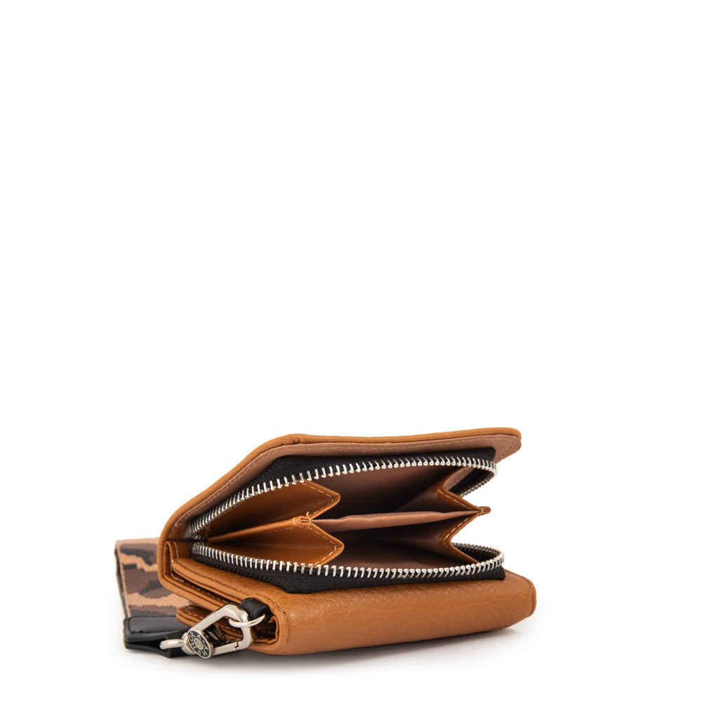Billetera con cierre exterior becky pequeña camel