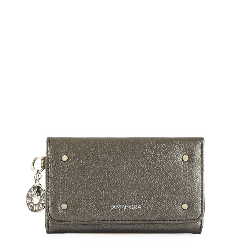 Billetera mediana alina plateado oscuro