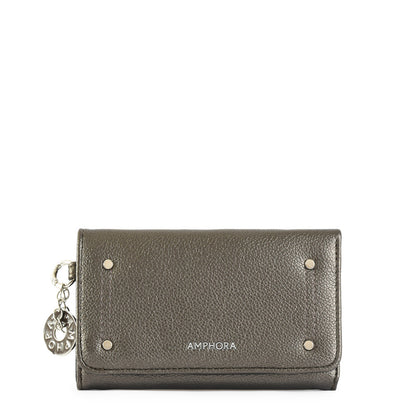 Billetera mediana alina plateado oscuro