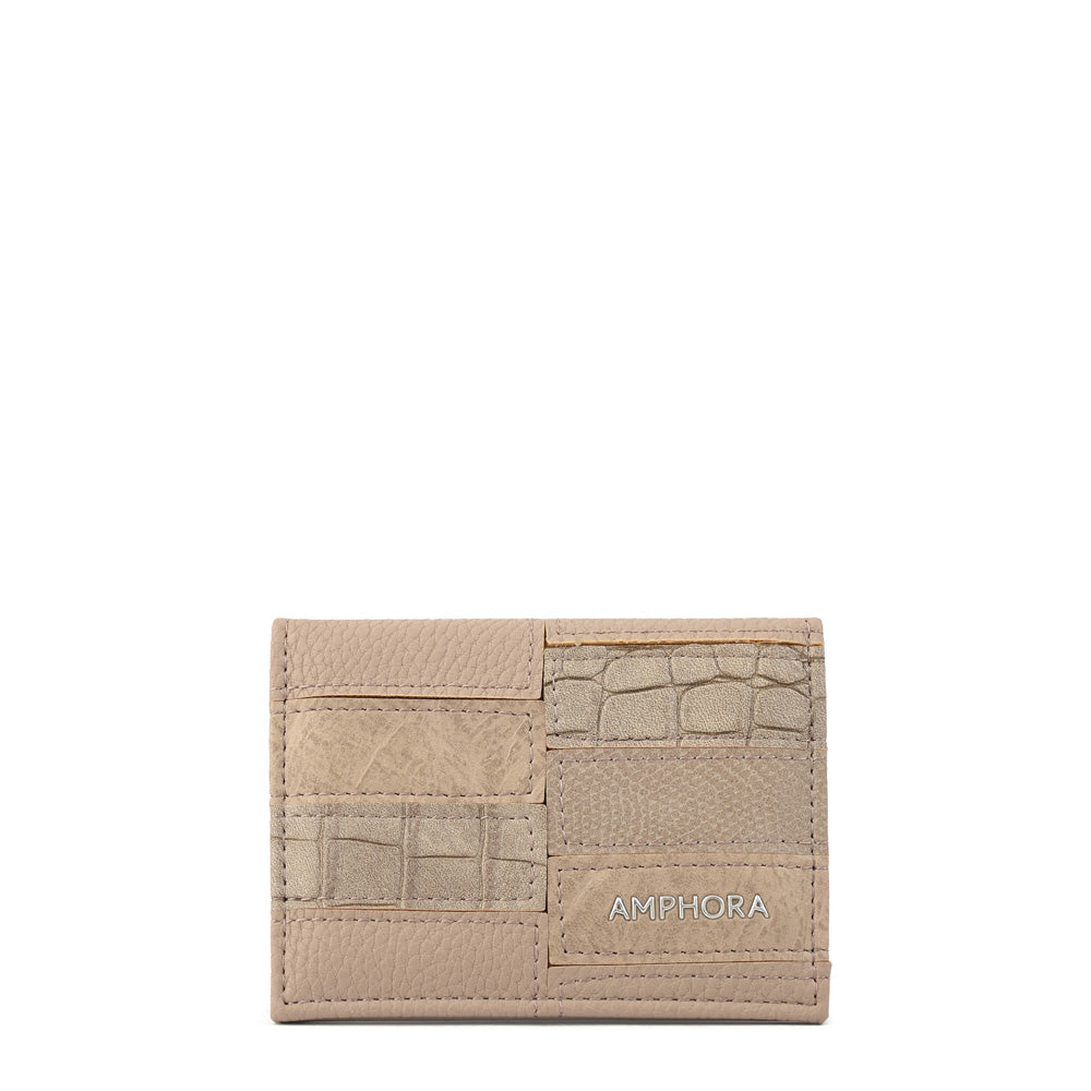 Tarjetero con ventana aina pequeña taupe