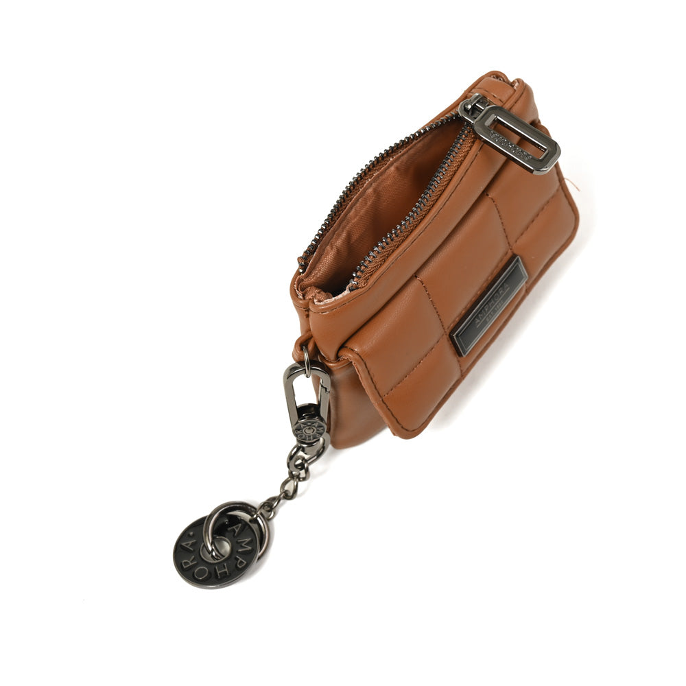 Monedero con bolsillo frontal vania pequeña camel