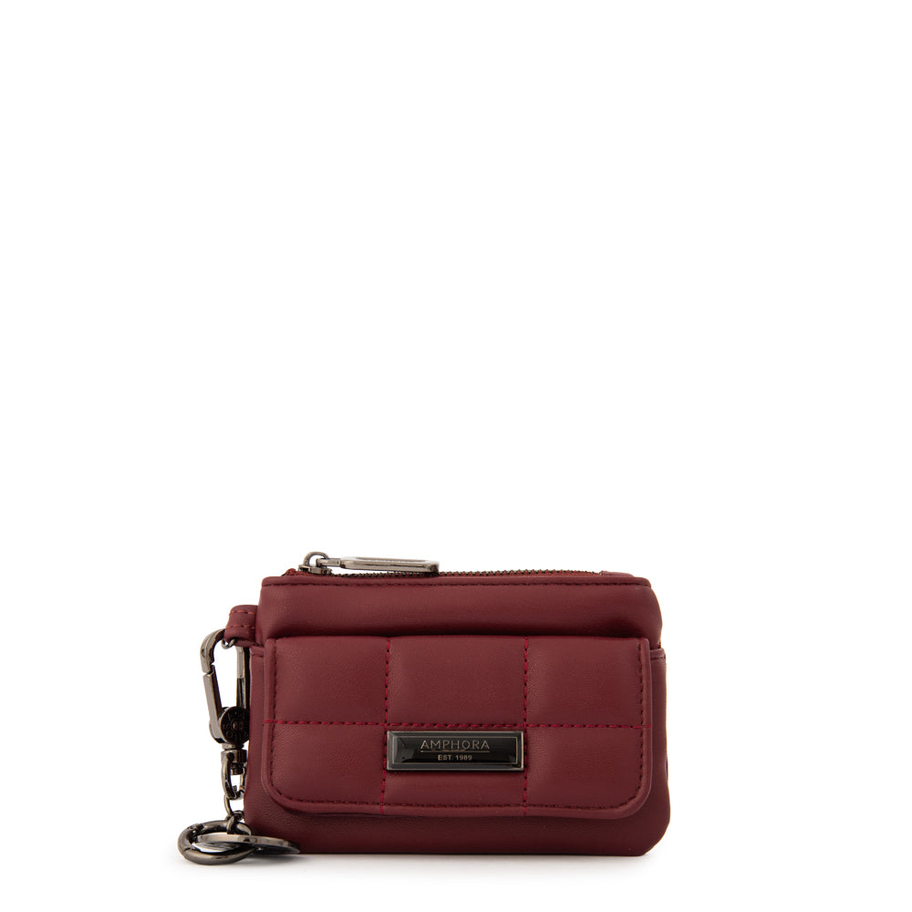 Monedero con bolsillo frontal vania pequeña rojo oscuro