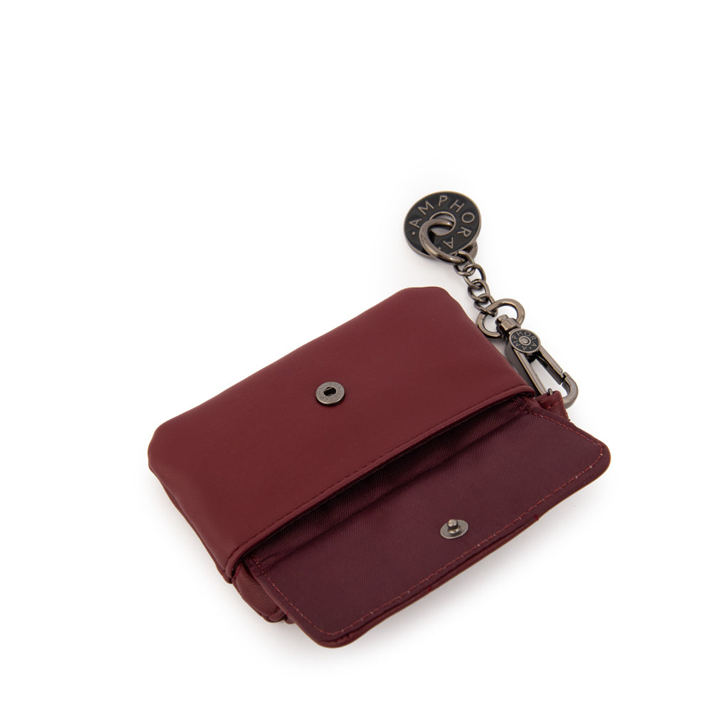 Monedero con bolsillo frontal pequeña vania rojo oscuro