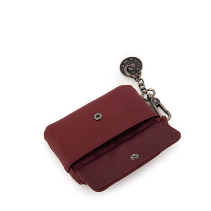 Monedero con bolsillo frontal pequeña vania rojo oscuro