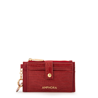 Tarjetero con bolsillo frontal genova pequeña rojo