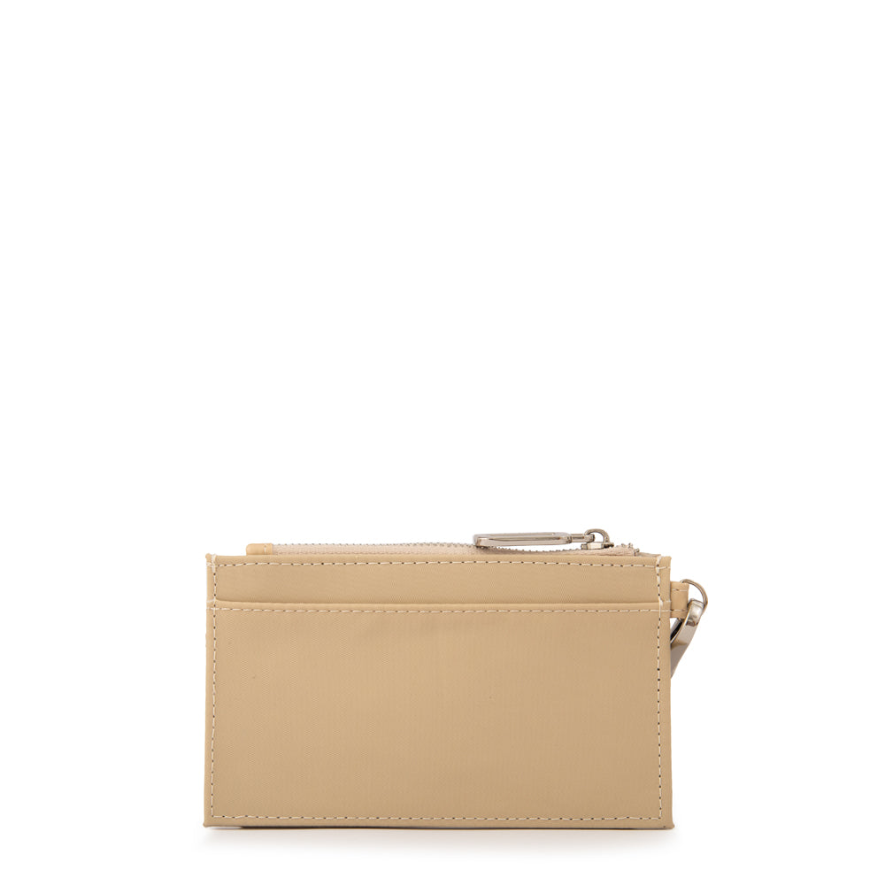 Tarjetero con bolsillo frontal carina pequeña beige