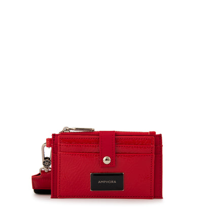 Tarjetero con bolsillo frontal carina pequeña rojo