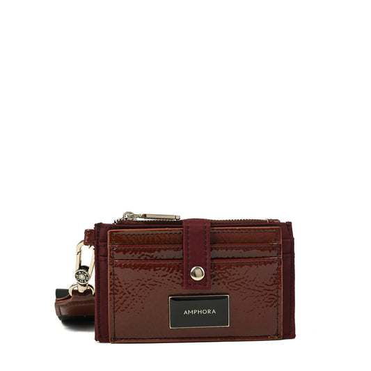 Tarjetero con bolsillo frontal carina pequeña burdeo