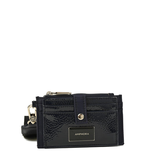 Tarjetero con bolsillo frontal carina pequeña azul oscuro