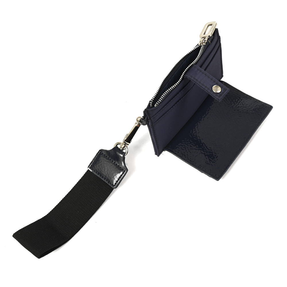 Tarjetero con bolsillo frontal carina pequeña azul oscuro