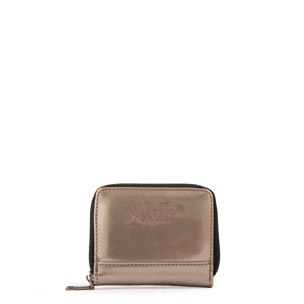 Billetera con monedero interior dara pequeña plateado oscuro