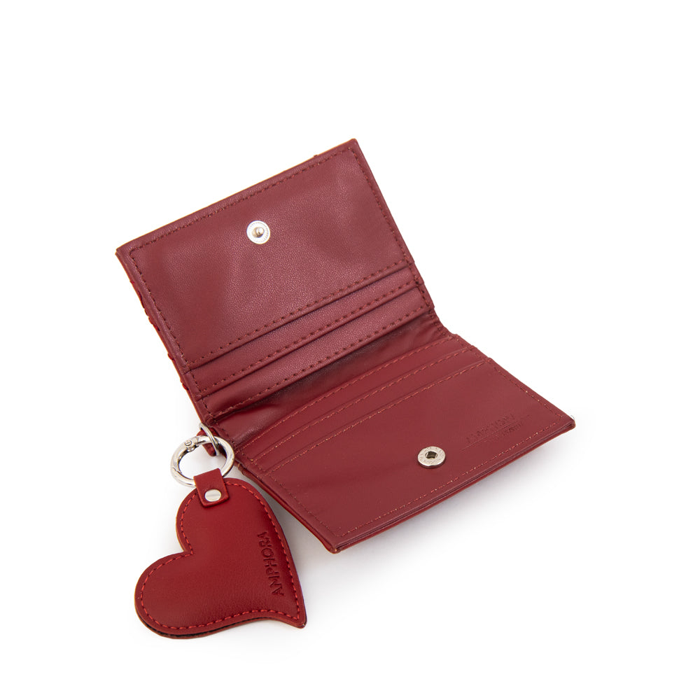 Billetera con ventana exterior cuore rojo