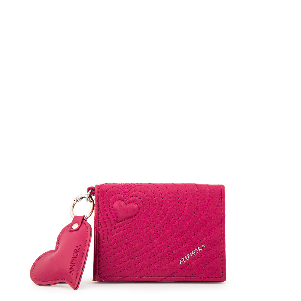 Billetera con ventana exterior cuore fucsia