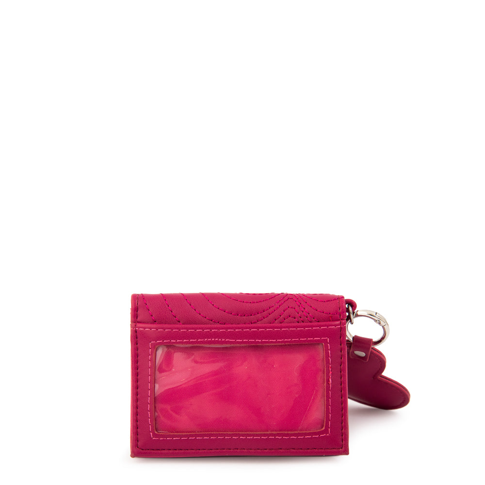 Billetera con ventana exterior cuore fucsia