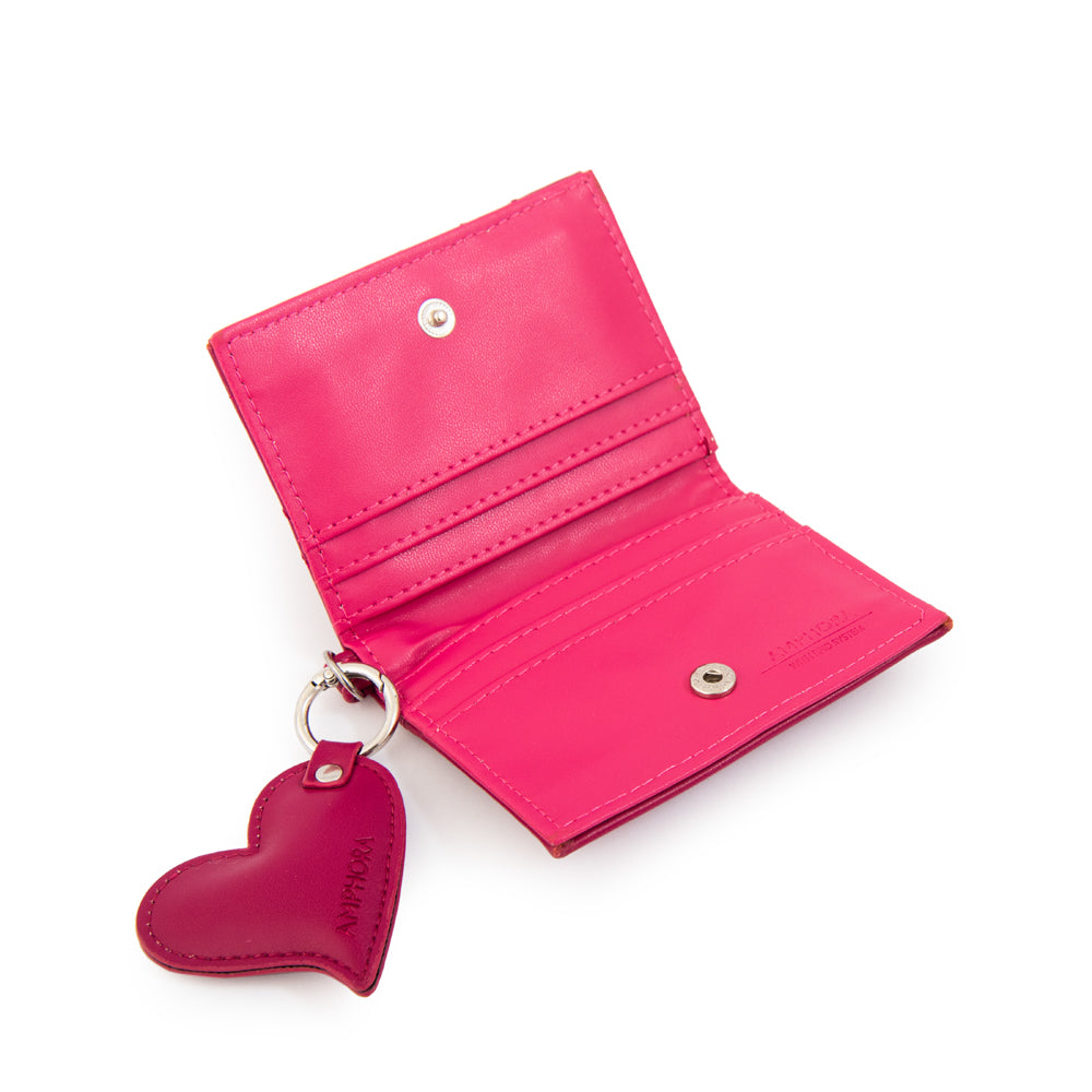 Billetera con ventana exterior cuore fucsia