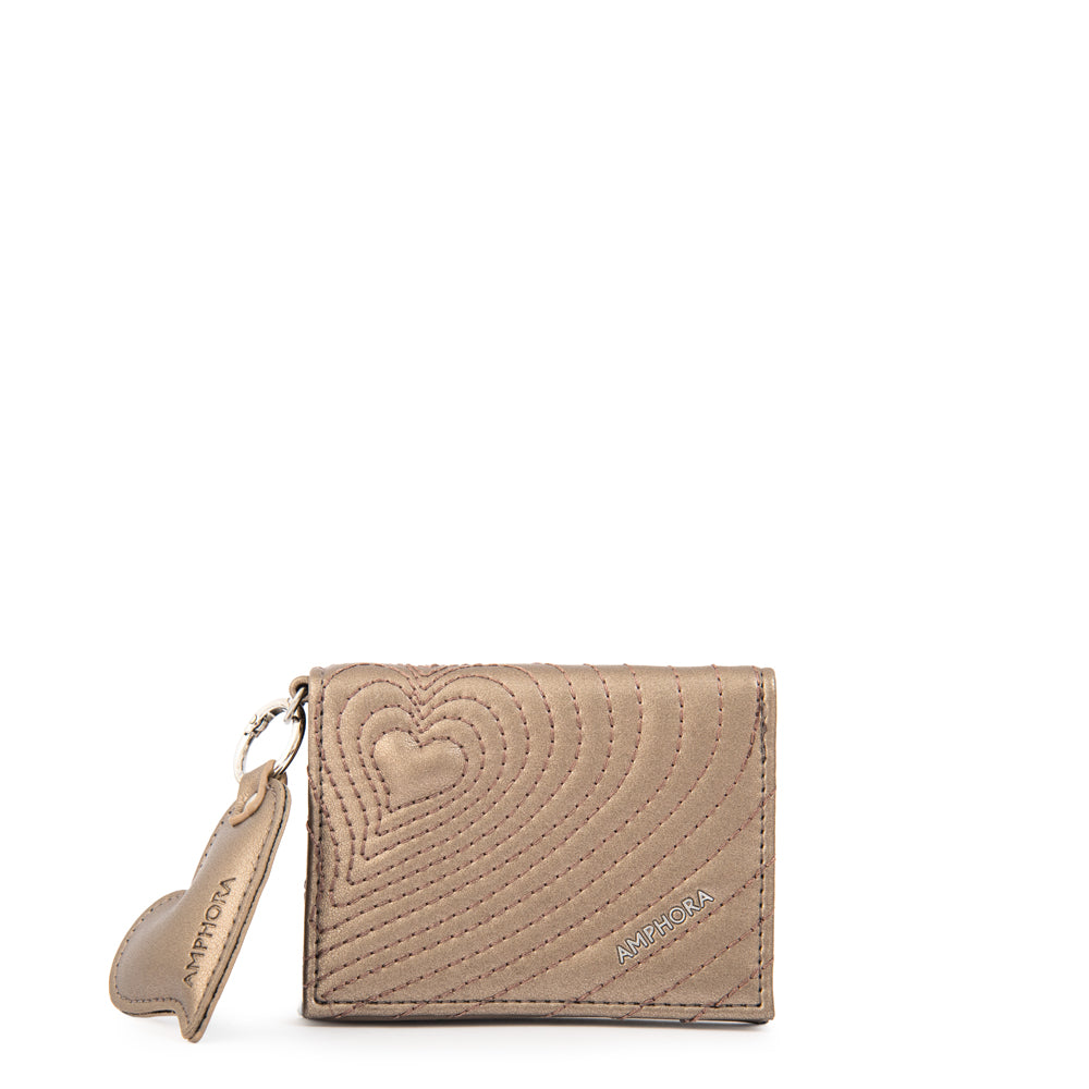 Billetera con ventana exterior cuore plateado oscuro