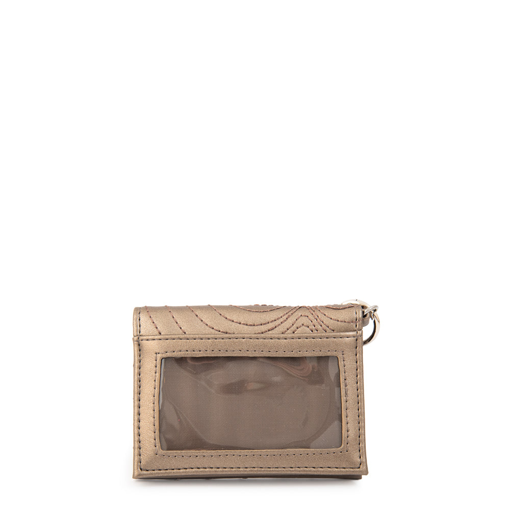 Billetera con ventana exterior cuore plateado oscuro