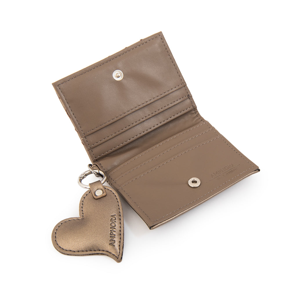 Billetera con ventana exterior cuore plateado oscuro