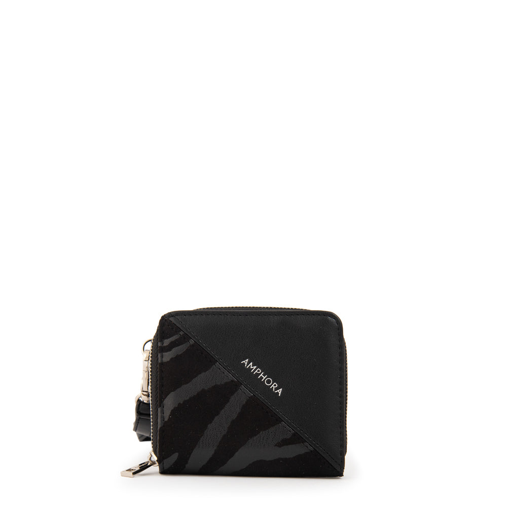 Tarjetero monedero print negro