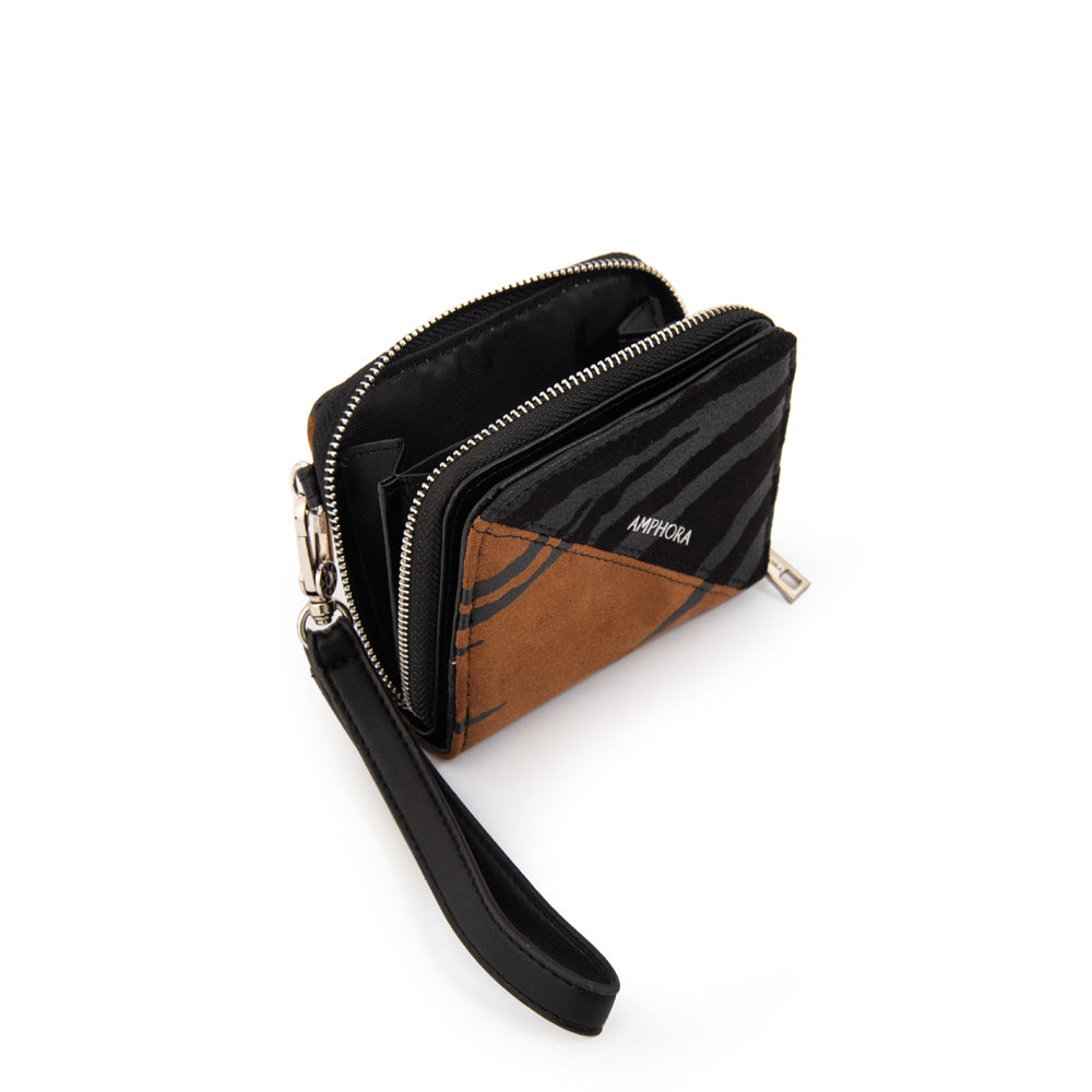 Tarjetero monedero print camel