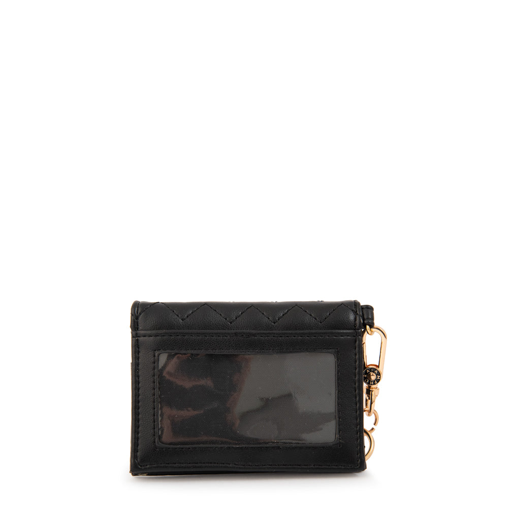 Tarjetero con ventana exterior roses negro