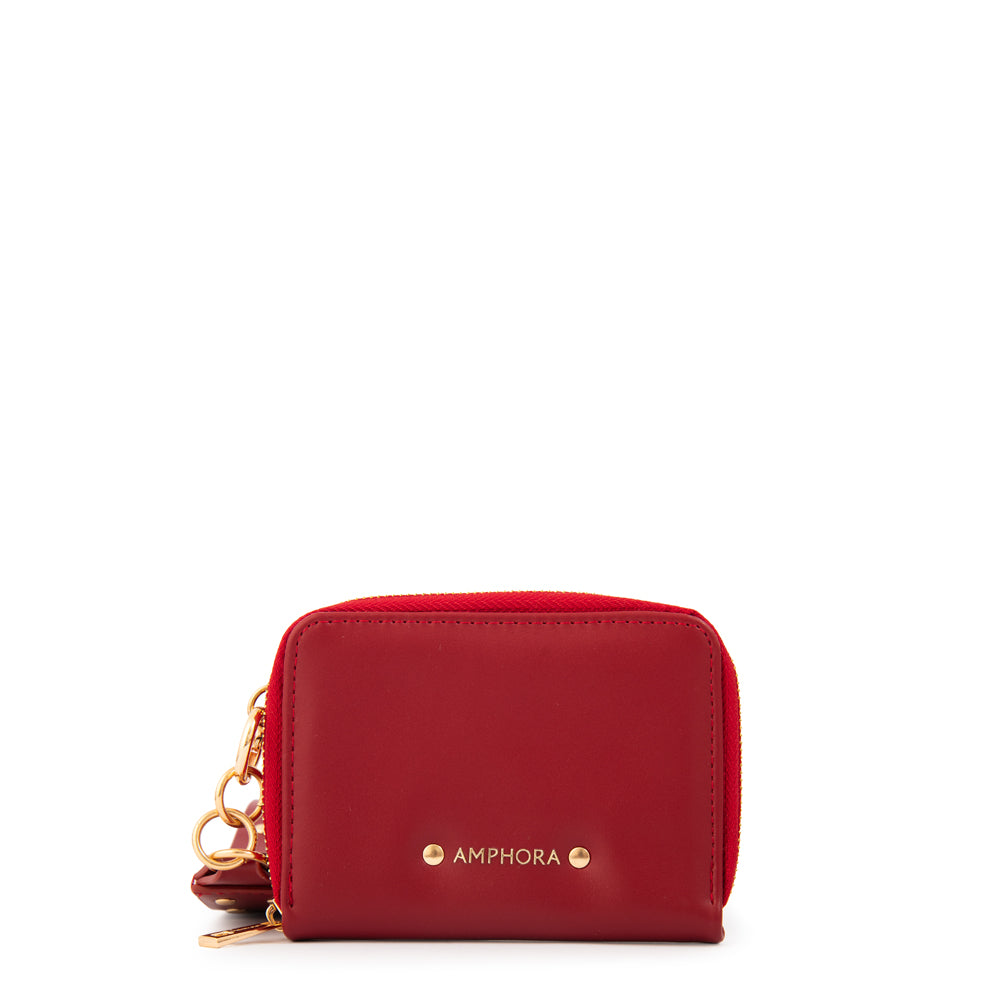 Billetera estuche ebra pequeña rojo oscuro